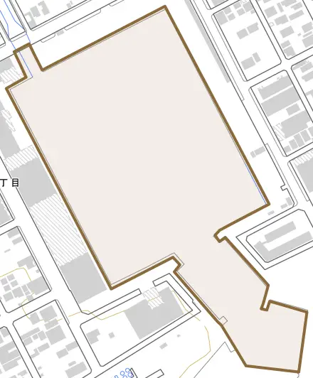 港とその周辺の地図。町の範囲を重ねている