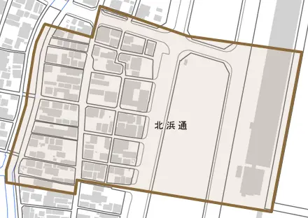 北浜通とその周辺の地図。町の範囲を重ねている