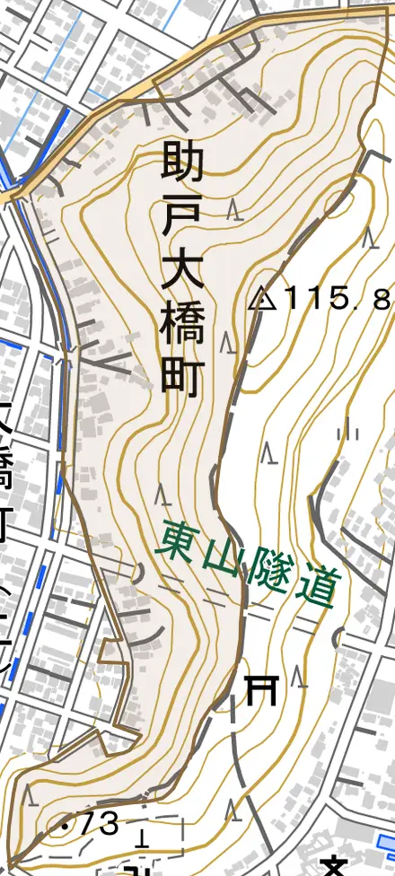 助戸大橋町とその周辺の地図。町の範囲を重ねている
