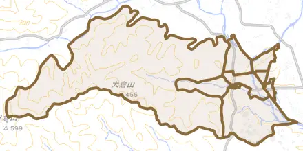 深程とその周辺の地図。町の範囲を重ねている