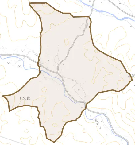 下久我とその周辺の地図。町の範囲を重ねている