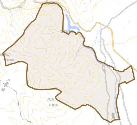 金沢とその周辺の地図。町の範囲を重ねている