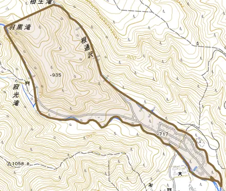日光とその周辺の地図。町の範囲を重ねている