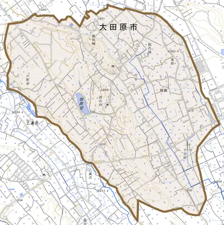 羽田とその周辺の地図。町の範囲を重ねている