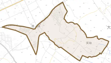実取とその周辺の地図。町の範囲を重ねている