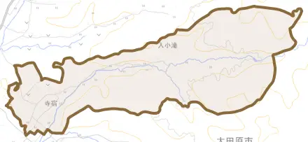 寺宿とその周辺の地図。町の範囲を重ねている