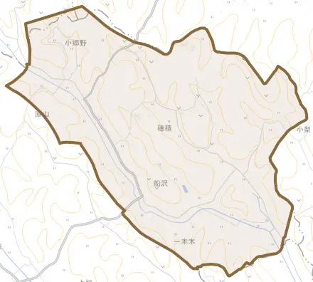 穂積とその周辺の地図。町の範囲を重ねている