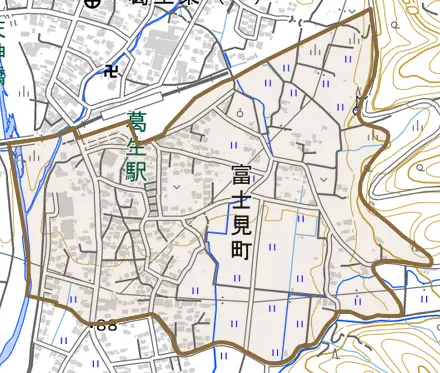 富士見町とその周辺の地図。町の範囲を重ねている