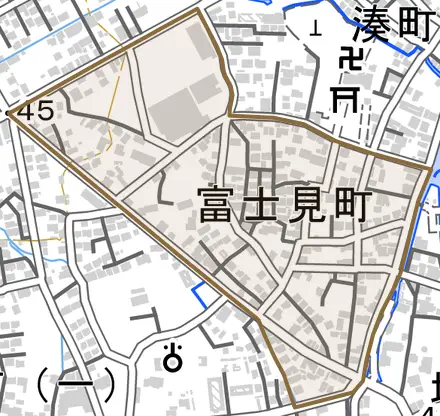 富士見町とその周辺の地図。町の範囲を重ねている