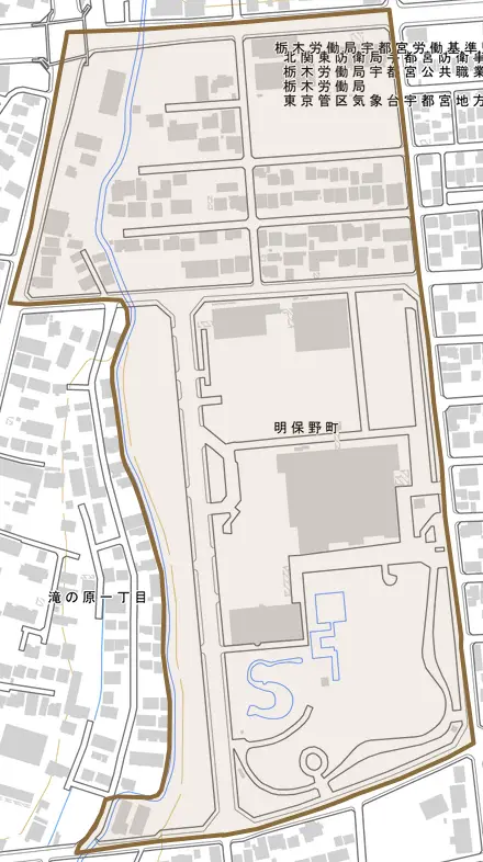 明保野町とその周辺の地図。町の範囲を重ねている