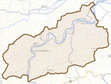 大井町とその周辺の地図。町の範囲を重ねている
