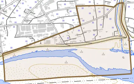 阿波町南川原とその周辺の地図。町の範囲を重ねている