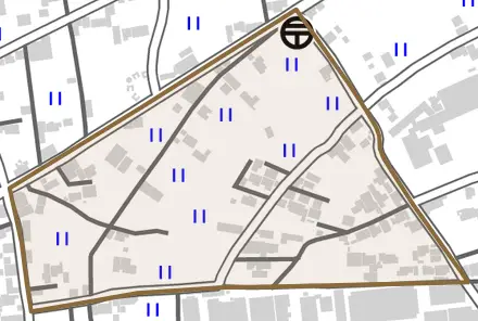 阿波町中川原とその周辺の地図。町の範囲を重ねている