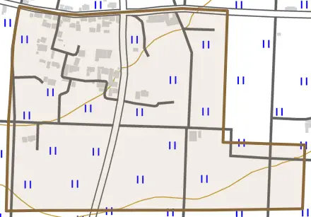 阿波町四歩一とその周辺の地図。町の範囲を重ねている