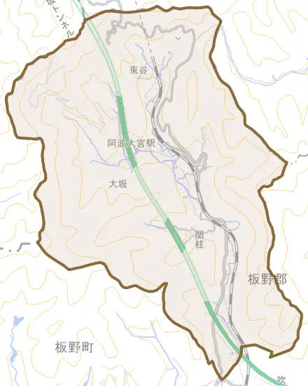 大坂とその周辺の地図。町の範囲を重ねている