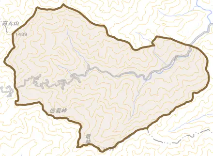 大字旭とその周辺の地図。町の範囲を重ねている