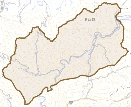 阿野とその周辺の地図。町の範囲を重ねている