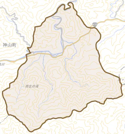 神領とその周辺の地図。町の範囲を重ねている