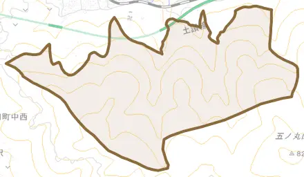 池田町ヤサンとその周辺の地図。町の範囲を重ねている