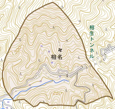 相名とその周辺の地図。町の範囲を重ねている