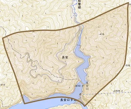 長安とその周辺の地図。町の範囲を重ねている