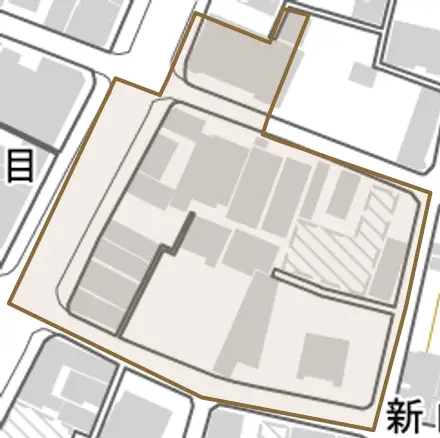 両国本町とその周辺の地図。町の範囲を重ねている