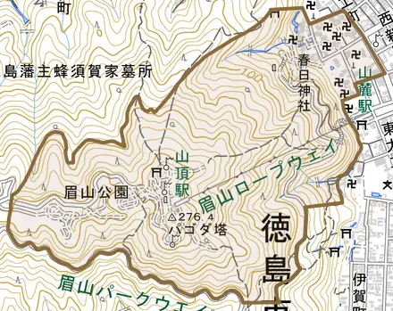 寺町とその周辺の地図。町の範囲を重ねている