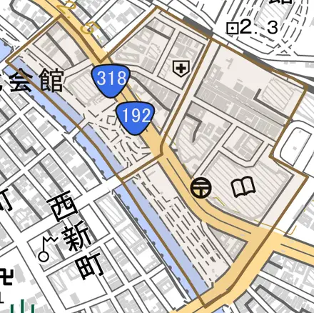 寺島本町西とその周辺の地図。町の範囲を重ねている