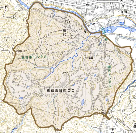網代とその周辺の地図。町の範囲を重ねている