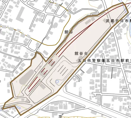 舘谷台とその周辺の地図。町の範囲を重ねている