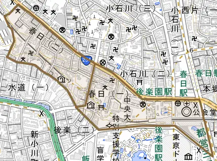 春日とその周辺の地図。町の範囲を重ねている
