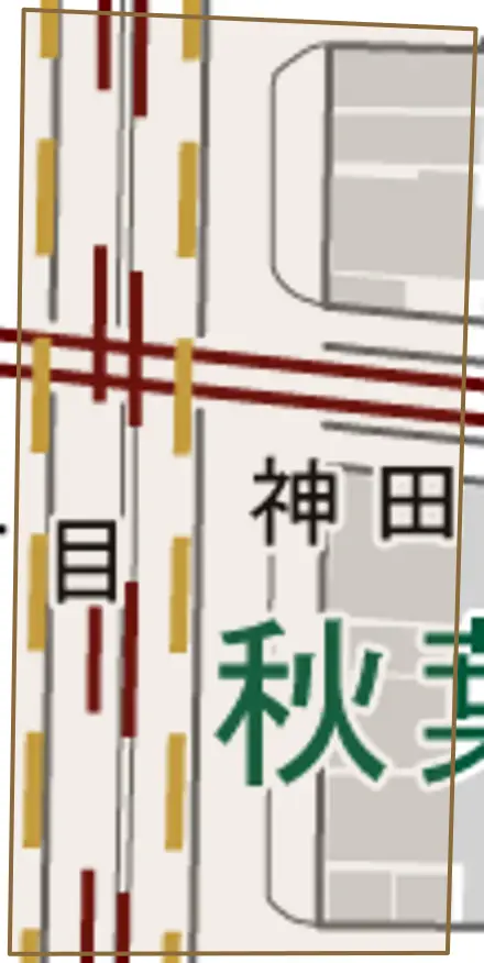 神田平河町とその周辺の地図。町の範囲を重ねている