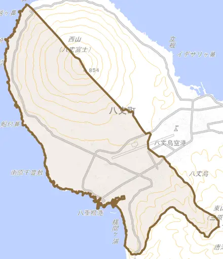 大賀郷とその周辺の地図。町の範囲を重ねている