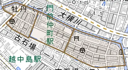 牡丹とその周辺の地図。町の範囲を重ねている