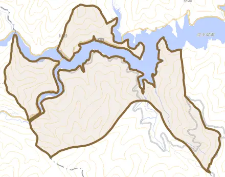 川野とその周辺の地図。町の範囲を重ねている