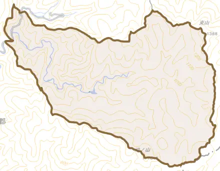 大字芦津とその周辺の地図。町の範囲を重ねている