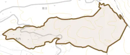 大内とその周辺の地図。町の範囲を重ねている