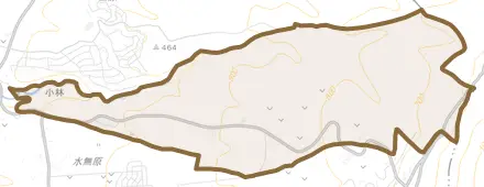 小林とその周辺の地図。町の範囲を重ねている