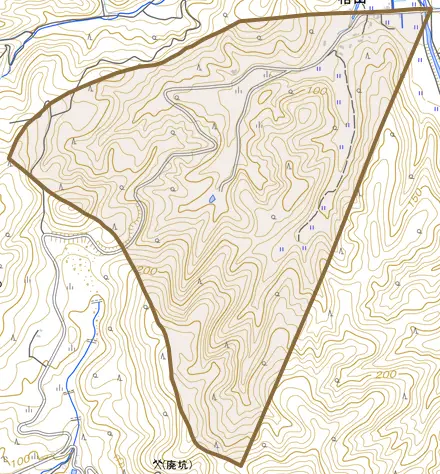大字相山とその周辺の地図。町の範囲を重ねている