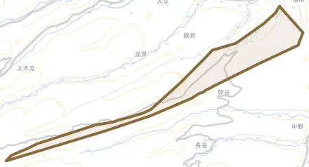 般若とその周辺の地図。町の範囲を重ねている