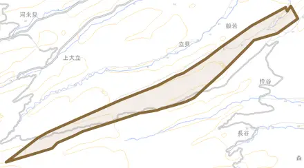 椋波とその周辺の地図。町の範囲を重ねている