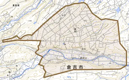 服部とその周辺の地図。町の範囲を重ねている