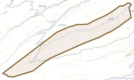 立見とその周辺の地図。町の範囲を重ねている