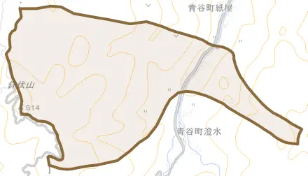 青谷町楠根とその周辺の地図。町の範囲を重ねている
