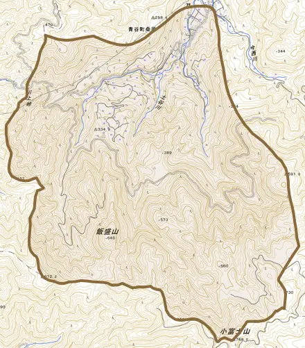 青谷町桑原とその周辺の地図。町の範囲を重ねている
