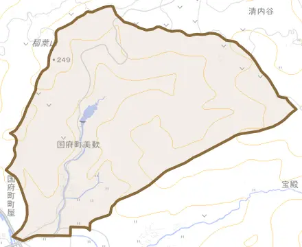 国府町美歎とその周辺の地図。町の範囲を重ねている