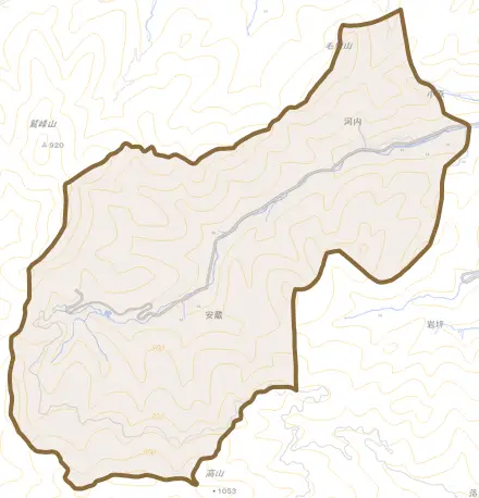 河内とその周辺の地図。町の範囲を重ねている