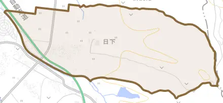 日下とその周辺の地図。町の範囲を重ねている