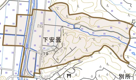 下安曇とその周辺の地図。町の範囲を重ねている