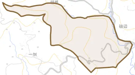 針木とその周辺の地図。町の範囲を重ねている